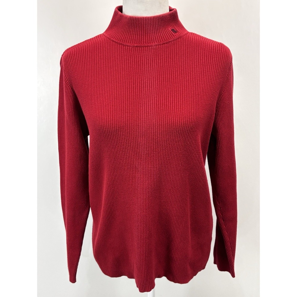 Vtg Lauren Ralph Laure Ribbed Mock Turtleneck Sweater Sz X-Large Women's Red